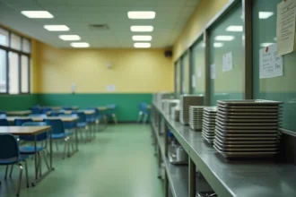 Cantine scolaire vide pendant une grève du personnel de restauration en 2026