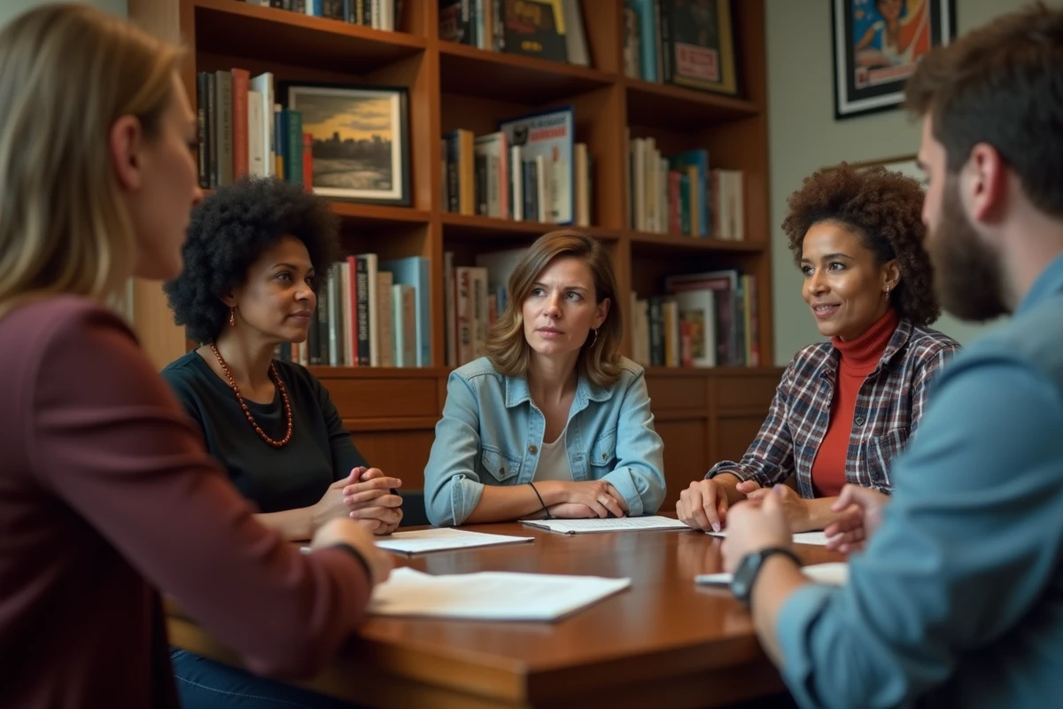 Groupe de personnes discutant autour d