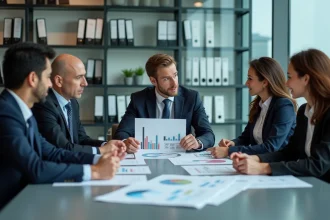 Groupe de collaborateurs divers en réunion de travail