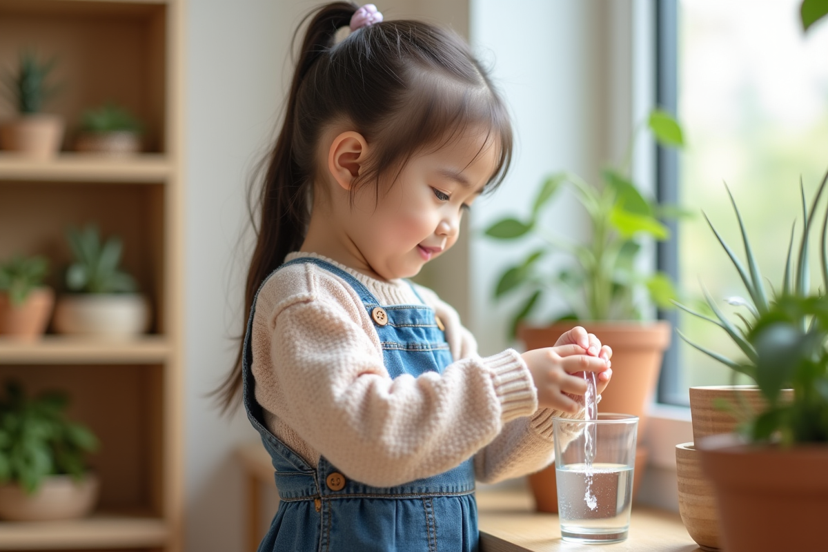 Jeune fille versant de l