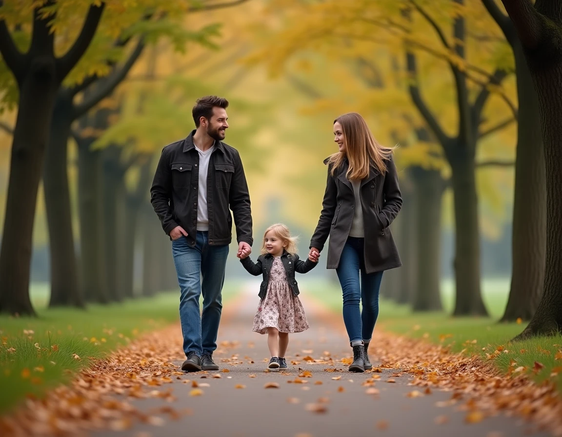 Famille se promenant dans un parc de Villeneuve-d'Ascq lors d'une séance photo famille et mariage