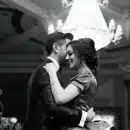 grayscale photography of dancing couple